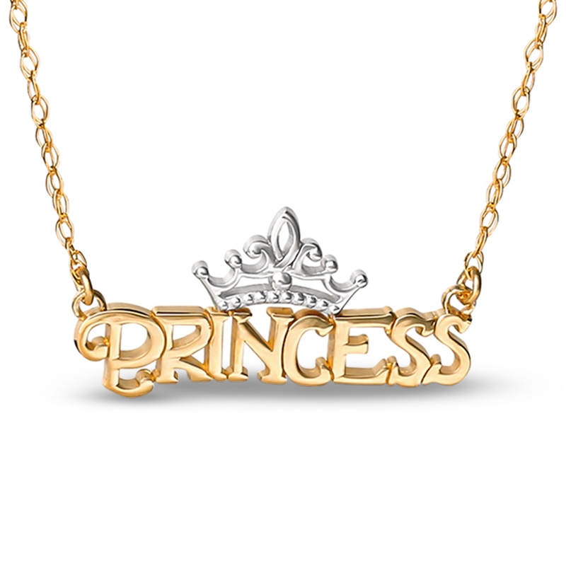 Main Image 1 of Children's Princess Tiara Necklace 14K Yellow Gold 13"