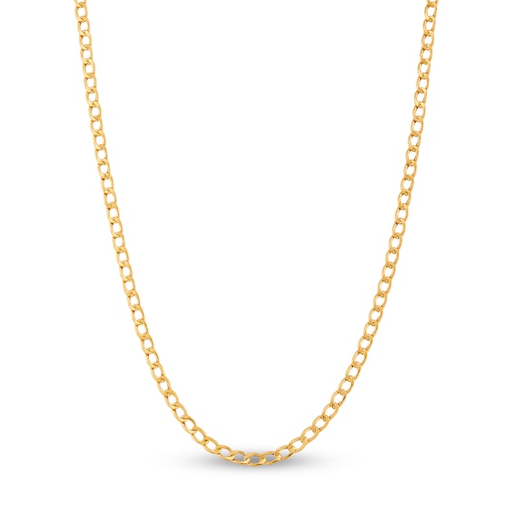 Children's Curb Chain Necklace Hollow 14K Yellow Gold 13"