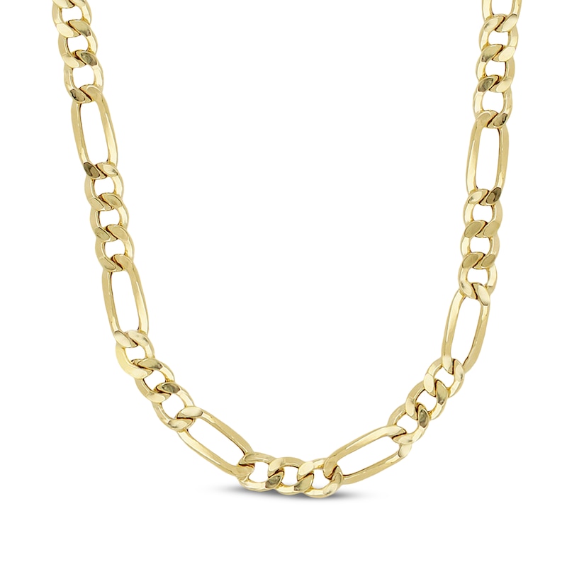 Main Image 1 of Figaro Chain Necklace Hollow 10K Yellow Gold 24"