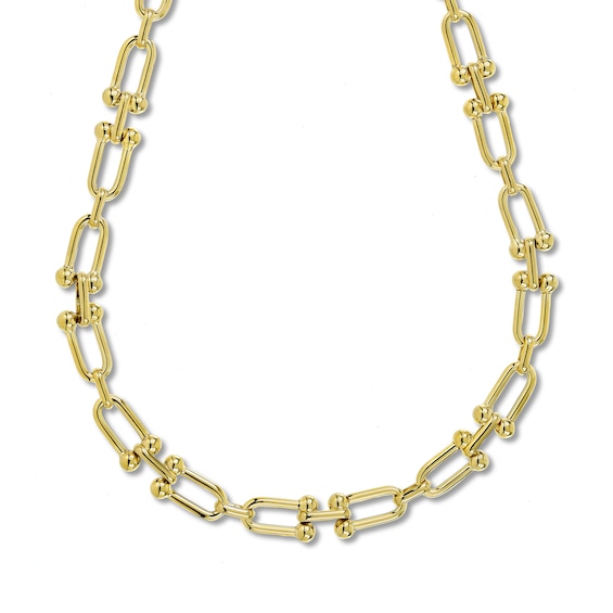 Link Necklace Hollow 10K Yellow Gold 16"