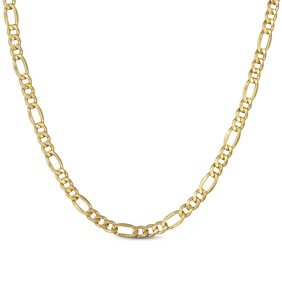 2mm Figaro Chain Necklace Hollow 14K Yellow Gold 18"