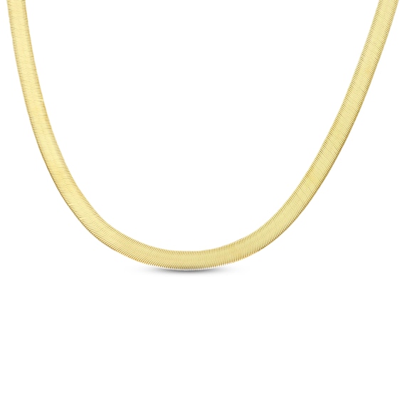 Herringbone Necklace Solid 10K Yellow Gold 20"