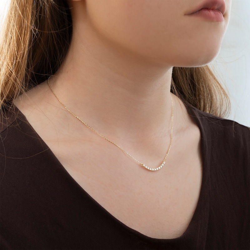 Main Image 4 of Diamond-cut Smile Necklace 10K Yellow Gold 18"