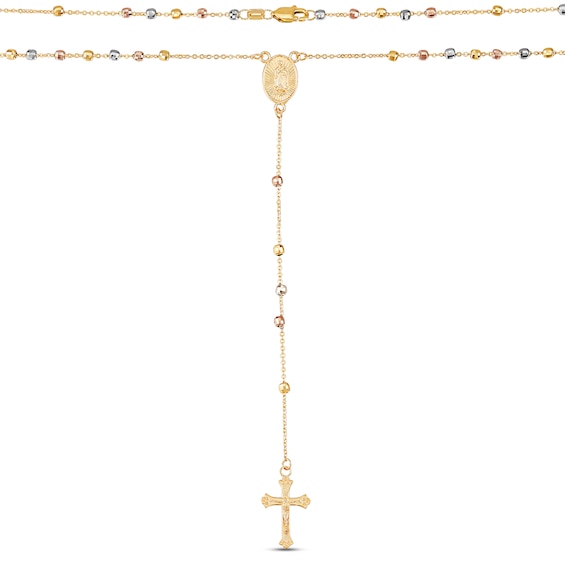 Beaded Rosary 14K Tri-Tone Gold 17"