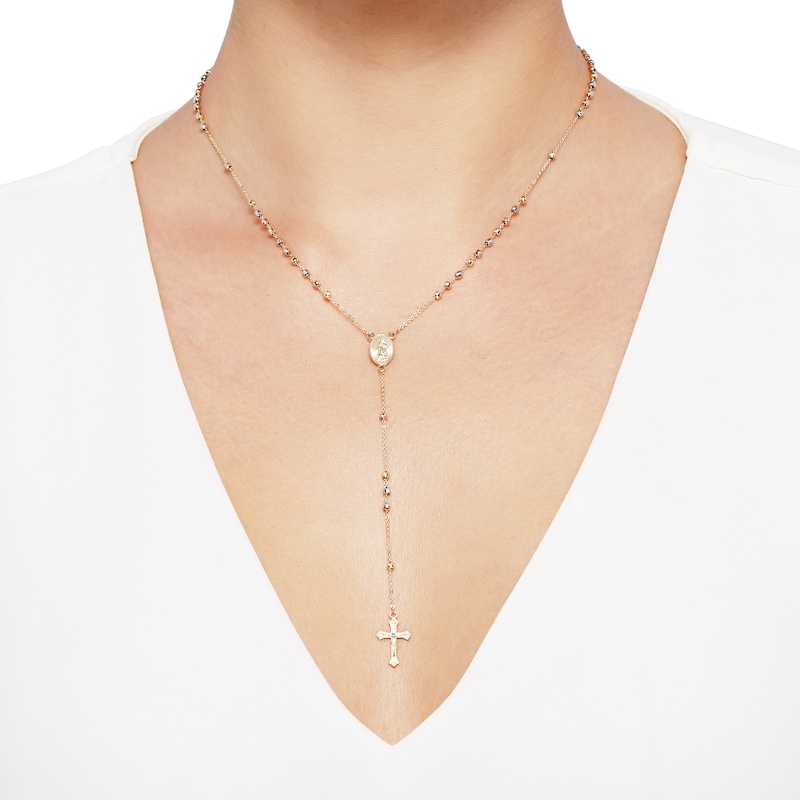 Main Image 3 of Beaded Rosary 14K Tri-Tone Gold 17"
