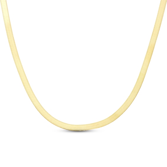 Herringbone Necklace Solid 14K Yellow Gold 18"