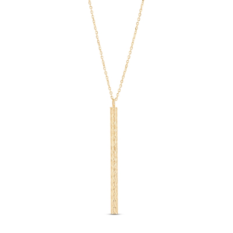 Main Image 1 of Diamond-cut Tube Drop Necklace 10K Yellow Gold 18"
