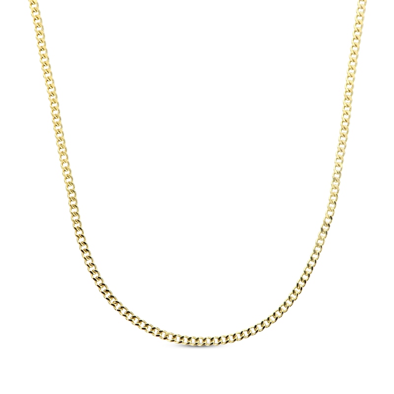 Main Image 1 of Small-Link Curb Chain Necklace 2.9mm Semi-Solid 14K Yellow Gold 18”