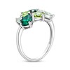 Multi-Shades Peridot, Green Quartz & Lab-Created Emerald Cluster Ring Sterling Silver