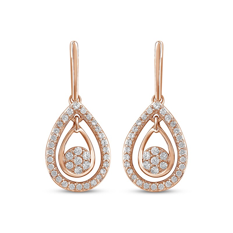 Main Image 2 of Round-Cut Diamond Teardrop Earrings 1/4 ct tw Sterling Silver & 10K Rose Gold