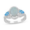 Oval-Cut Lab-Created Opal, Swiss Blue Topaz & White Lab-Created Sapphire Ring Sterling Silver