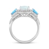 Oval-Cut Lab-Created Opal, Swiss Blue Topaz & White Lab-Created Sapphire Ring Sterling Silver