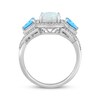 Oval-Cut Lab-Created Opal, Swiss Blue Topaz & White Lab-Created Sapphire Ring Sterling Silver