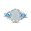 Oval-Cut Lab-Created Opal, Swiss Blue Topaz & White Lab-Created Sapphire Ring Sterling Silver