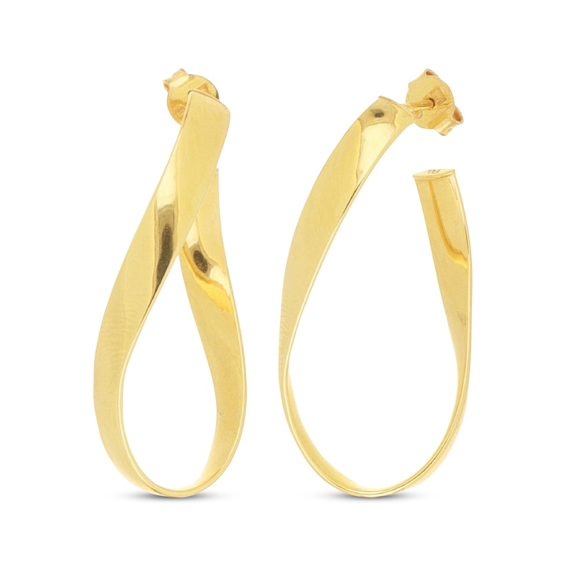 Main Image 1 of Ribbon Swirl Hoop Earrings 10K Yellow Gold