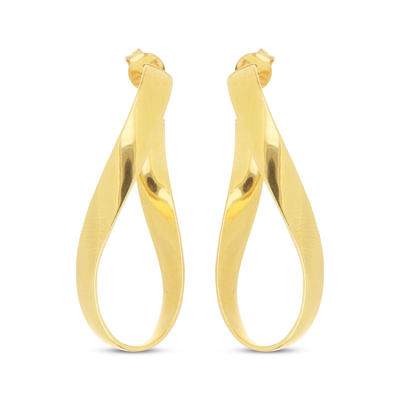 Main Image 2 of Ribbon Swirl Hoop Earrings 10K Yellow Gold