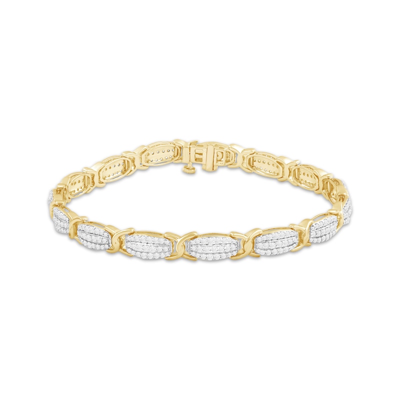 Main Image 1 of Diamond Ellipse Link Bracelet 2 ct tw 10K Yellow Gold 7.25&quot;