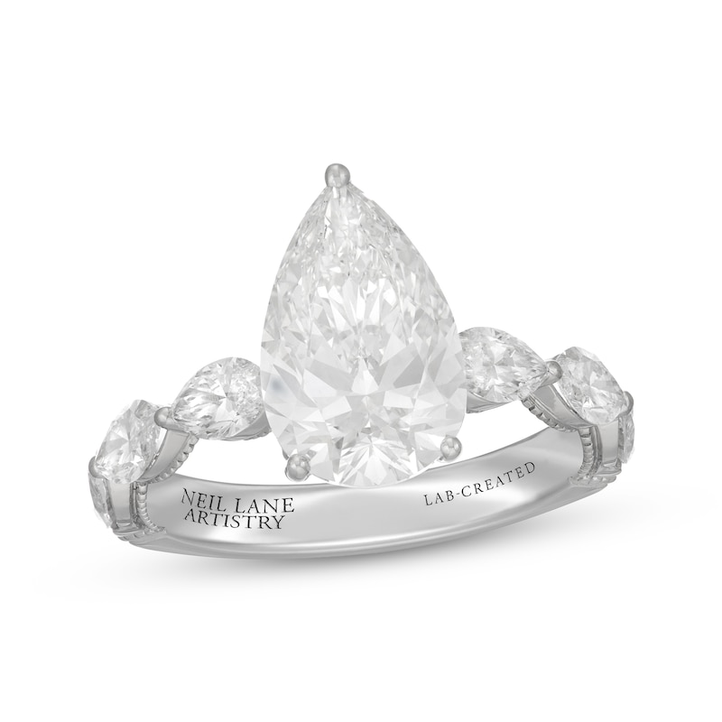 Neil Lane Artistry Pear-Shaped Lab-Created Diamond Engagement Ring 4-1/4 ct tw 14K White Gold