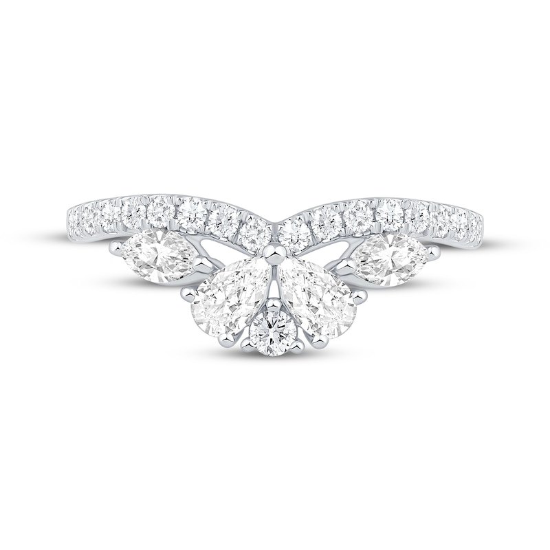 Pear, Marquise & Round-Cut Diamond Contour Ring 1 ct tw 14K White Gold