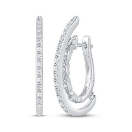 Unstoppable Love Diamond Double Hoop Earrings 1/4 ct tw Sterling Silver
