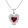 Thumbnail Image 1 of Heart-Shaped Lab-Created Ruby & White Lab-Created Sapphire Gift Set Sterling Silver