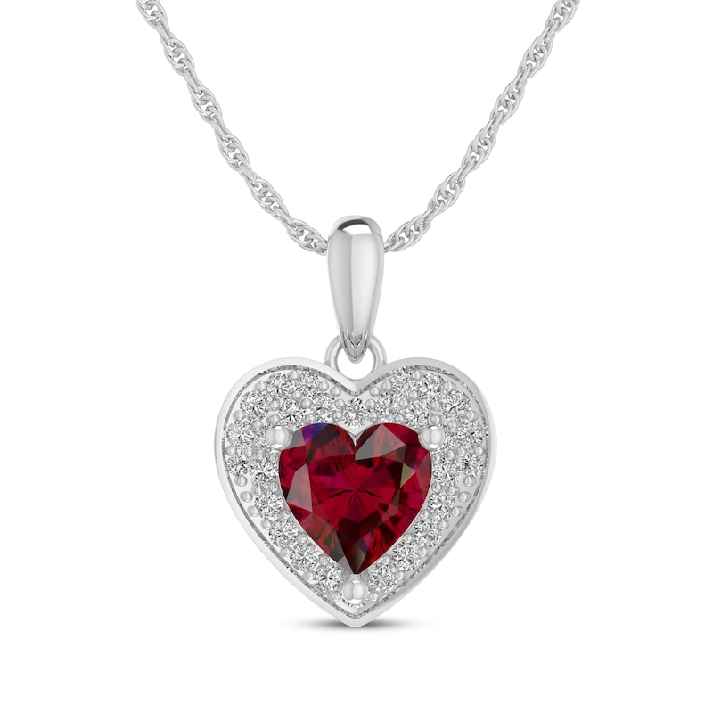 Heart-Shaped Lab-Created Ruby & White Lab-Created Sapphire Gift Set Sterling Silver