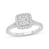 Thumbnail Image 1 of Multi-Diamond Center Cushion-Shaped Engagement Ring 3/4 ct tw 10K White Gold