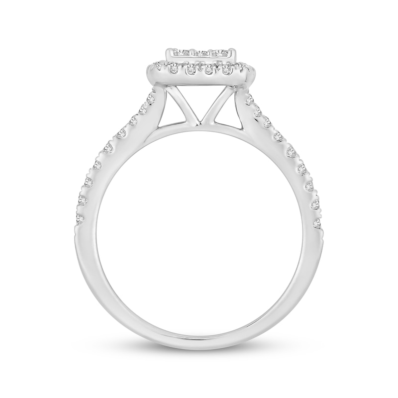 Main Image 3 of Multi-Diamond Center Cushion-Shaped Engagement Ring 3/4 ct tw 10K White Gold