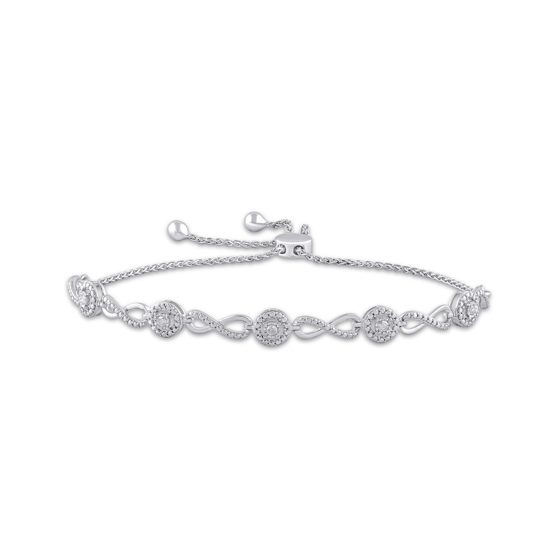 Main Image 1 of Diamond Infinity & Circle Link Bolo Bracelet 1/10 ct tw Sterling Silver