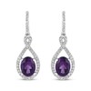 Thumbnail Image 2 of Oval-Cut Amethyst & White Lab-Created Sapphire Drop Earrings Sterling Silver