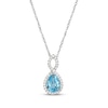 Thumbnail Image 0 of Pear-Shaped Swiss Blue Topaz & White Lab-Created Sapphire Necklace Sterling Silver 18"