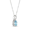 Thumbnail Image 1 of Pear-Shaped Swiss Blue Topaz & White Lab-Created Sapphire Necklace Sterling Silver 18"