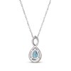 Thumbnail Image 3 of Pear-Shaped Swiss Blue Topaz & White Lab-Created Sapphire Necklace Sterling Silver 18"