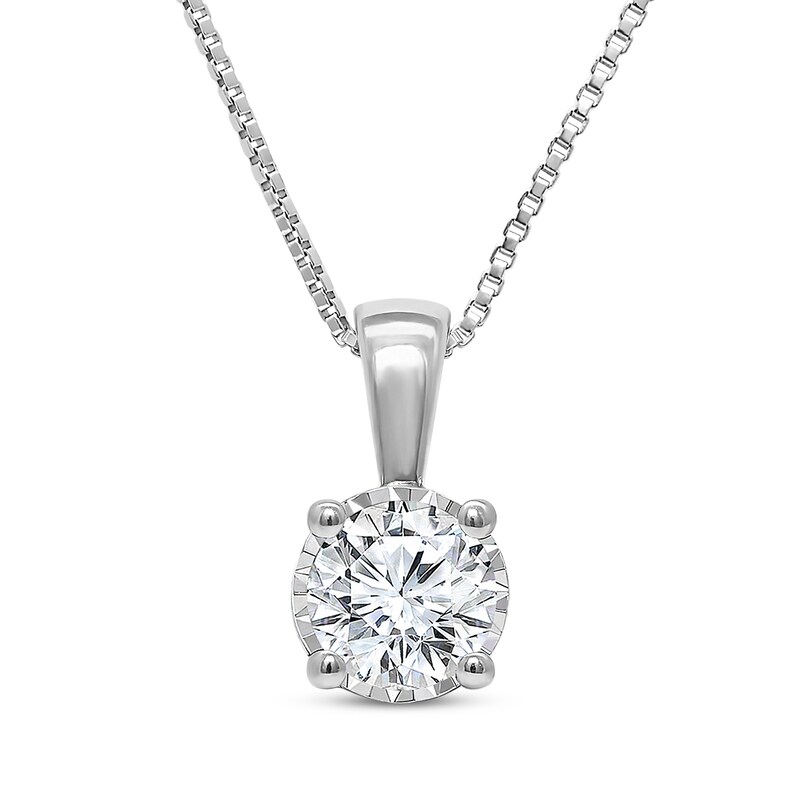 Main Image 1 of KAY Lab-Grown Diamonds Round-Cut Solitaire-Style Necklace 1 ct tw 10K White Gold 18"