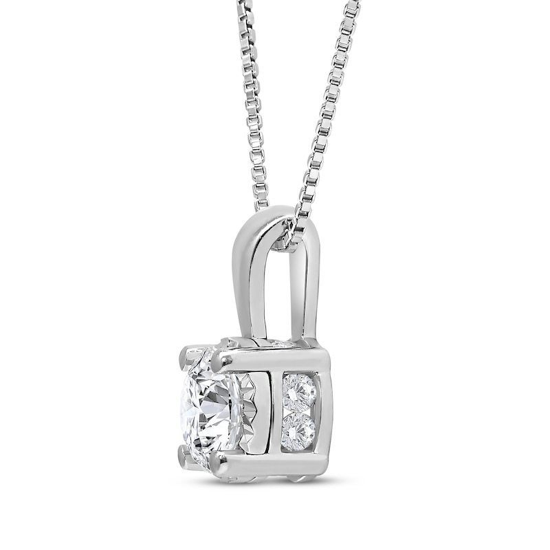 Main Image 2 of KAY Lab-Grown Diamonds Round-Cut Solitaire-Style Necklace 1 ct tw 10K White Gold 18"