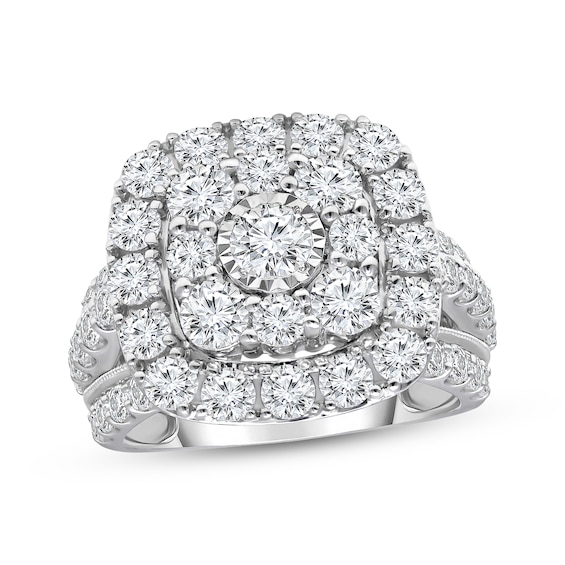Adore Lab-Grown Diamonds Round-Cut Cushion Double Halo Engagement Ring 4 ct tw 14K White Gold