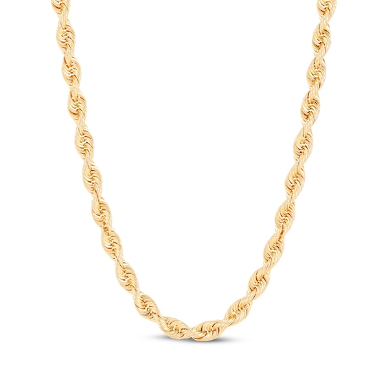 Silk Rope Chain Necklace 4.5mm Solid 14K Yellow Gold 20"
