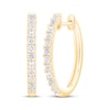 Thumbnail Image 1 of Certified Diamond Oval Hoop Earrings 1/2 ct tw 18K Yellow Gold