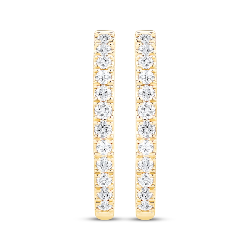 Main Image 2 of Certified Diamond Oval Hoop Earrings 1/2 ct tw 18K Yellow Gold