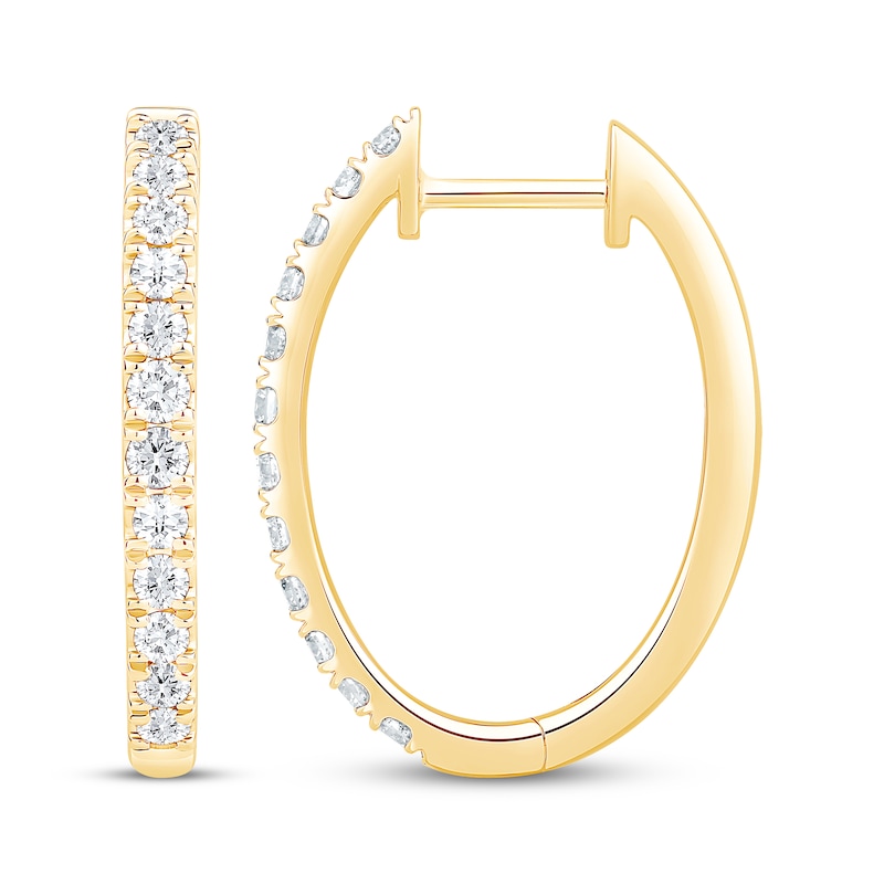 Main Image 3 of Certified Diamond Oval Hoop Earrings 1/2 ct tw 18K Yellow Gold