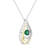 Thumbnail Image 2 of Unstoppable Love Lab-Created Emerald & Diamond Teardrop Necklace 1/10 ct tw Sterling Silver & 10K Yellow Gold 18"