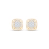 Thumbnail Image 2 of Princess-Cut Diamond Quad Cushion Halo Stud Earrings 1/3 ct tw 10K Yellow Gold
