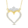Thumbnail Image 1 of Diamond Crowned Heart Necklace 1/6 ct tw 14K Yellow Gold 18"