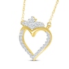 Thumbnail Image 2 of Diamond Crowned Heart Necklace 1/6 ct tw 14K Yellow Gold 18"