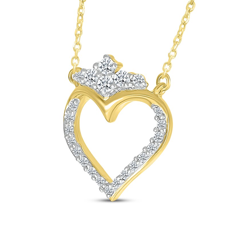 Main Image 2 of Diamond Crowned Heart Necklace 1/6 ct tw 14K Yellow Gold 18"