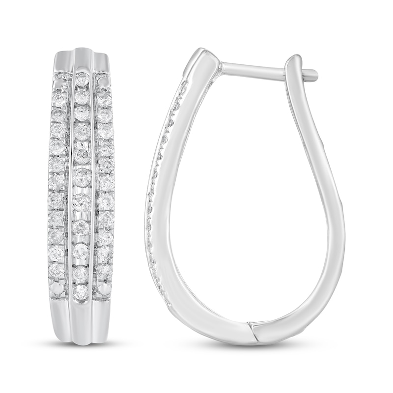 Main Image 3 of Diamond Three-Row Hoop Earrings 1/2 ct tw 10K White Gold