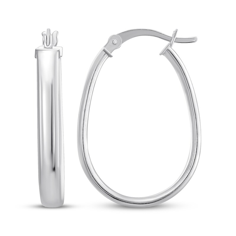 Main Image 1 of Oval Hoop Earrings Sterling Silver 27mm