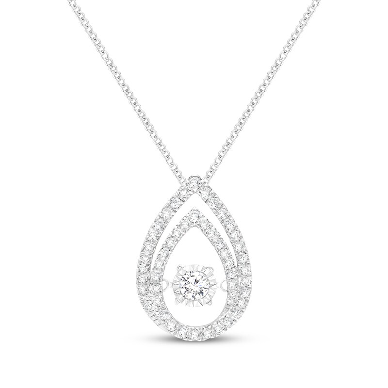 Main Image 1 of Unstoppable Love Diamond Double Teardrop Frame Necklace 1/2 ct tw 10K White Gold 19"
