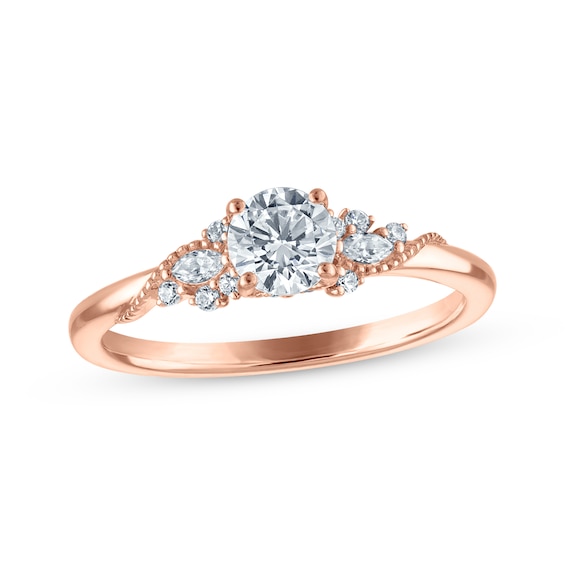 Adore Round-Cut Diamond Milgrain Engagement Ring 5/8 ct tw 14K Rose Gold