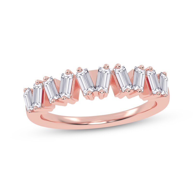 Main Image 1 of Adore Baguette-Cut Diamond Zigzag Stackable Anniversary Ring 1/2 ct tw 14K Rose Gold